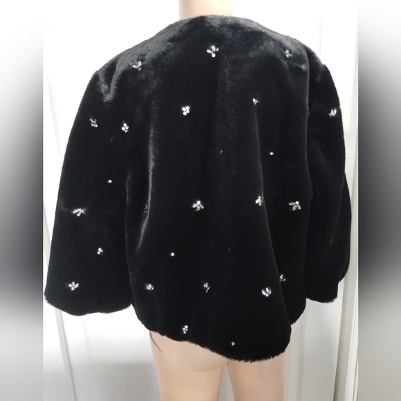 Joie Faux Fur Jacket With Rhinestones XS - Picture 3 of 7